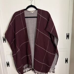 LOFT Burgundy Plaid Cardigan